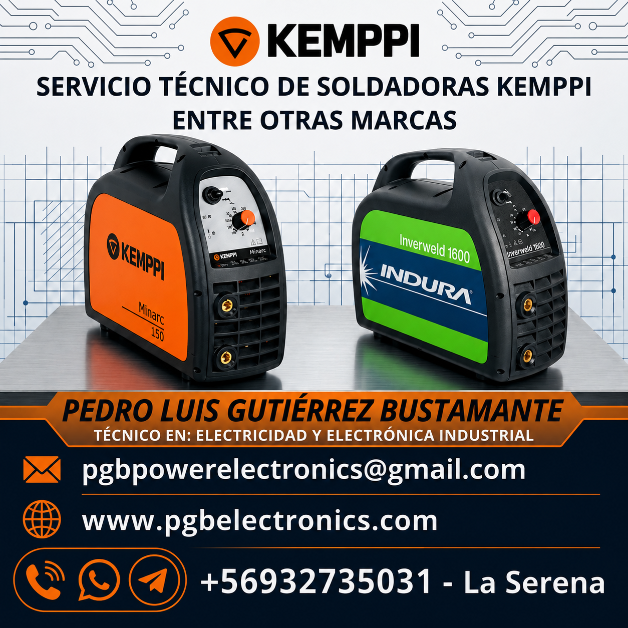 Logo de PGB Electrónica industrial, servicio técnico de soldadoras Kemppi